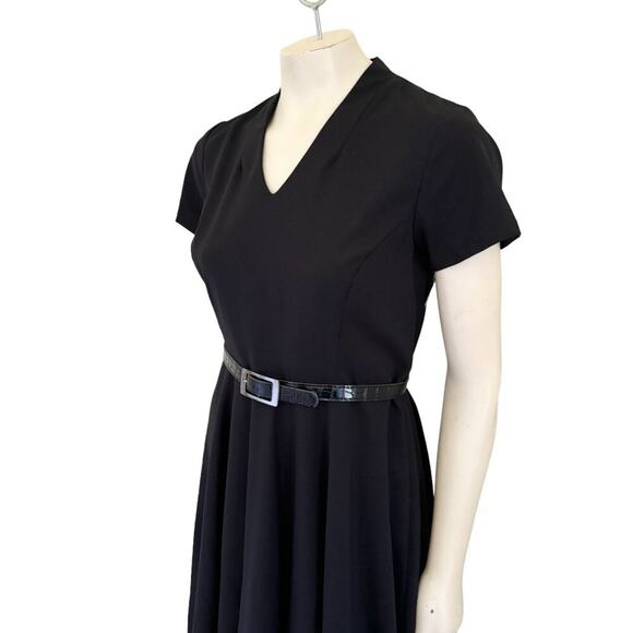 NWT VTG PENDLETON Wool Midi Dress in Black  Short sleeve A-line Belted  SZ 8P - Picture 3 of 11